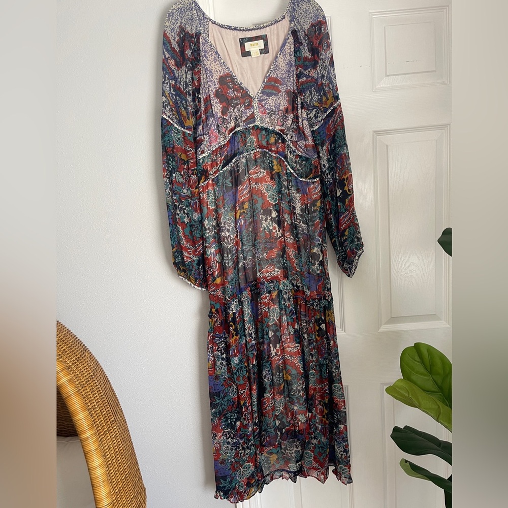 Anthropologie- Mauve Floral maxi dress